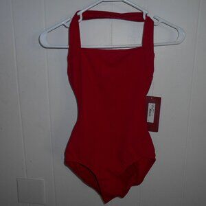 Mirella Red Halter Leotard- Small Adult- NWTag